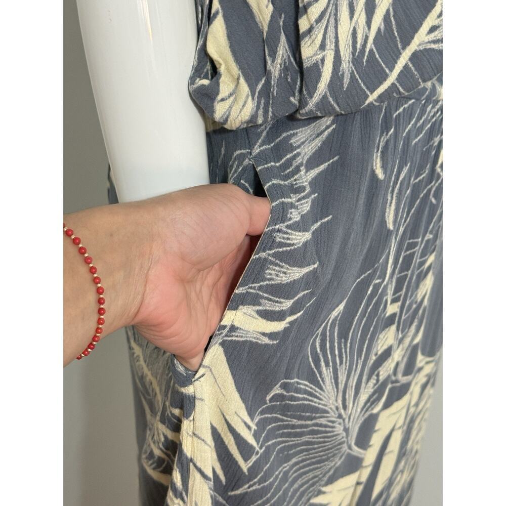 O’Neill Women’s Jumpsuit Wide Leg Boho Tropical Beach Resort Viscose Gray M - Picture 6 of 16